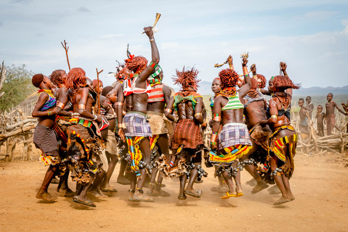 Cow jumping in the Omo Valley